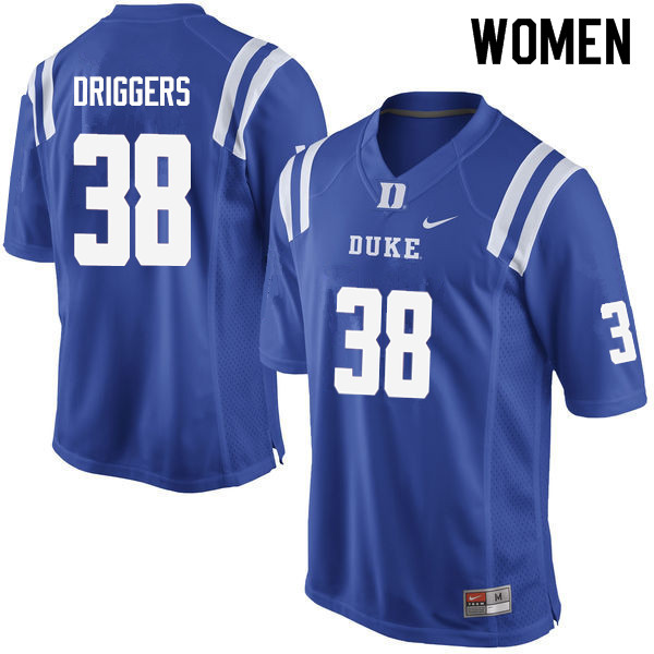 Women #38 Jack Driggers Duke Blue Devils College Football Jerseys Sale-Blue - Click Image to Close